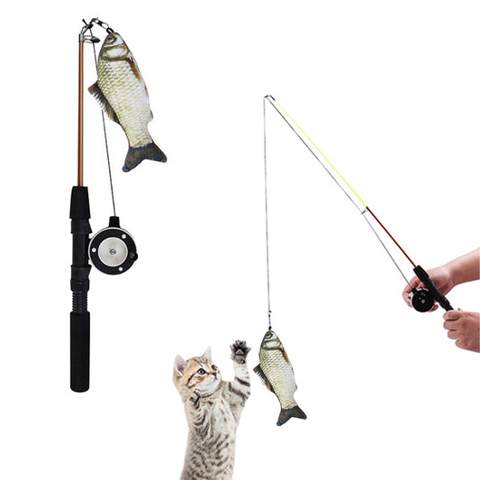 1Pcs Retractable Interactive Cat Toy Stick Grass Carp