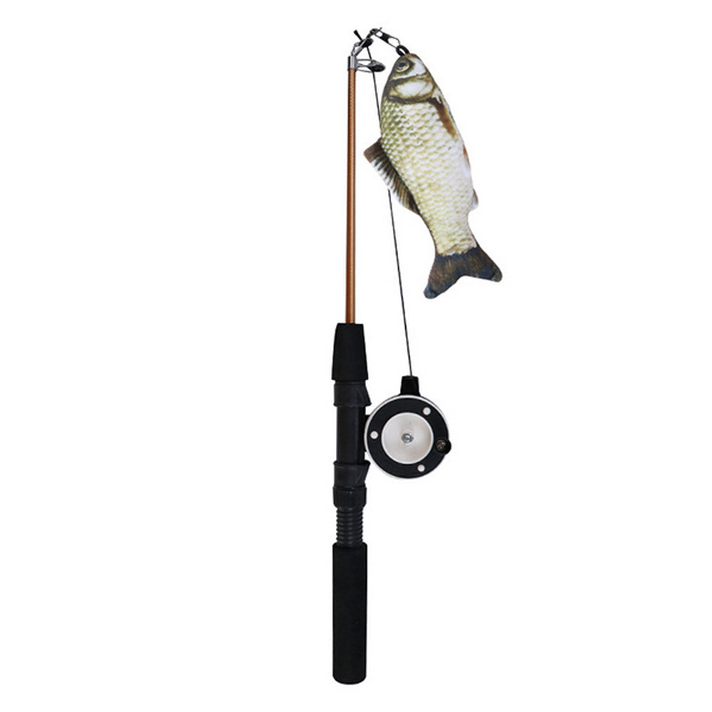 2Pcs Retractable Interactive Cat Toy Stick Grass Carp and Salmon