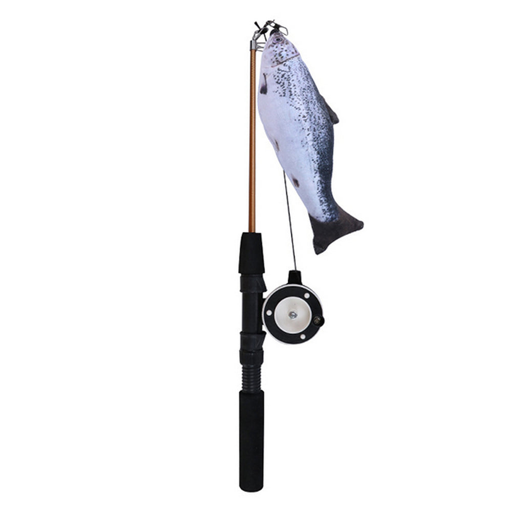 2Pcs Retractable Interactive Cat Toy Stick Salmon and Crucian