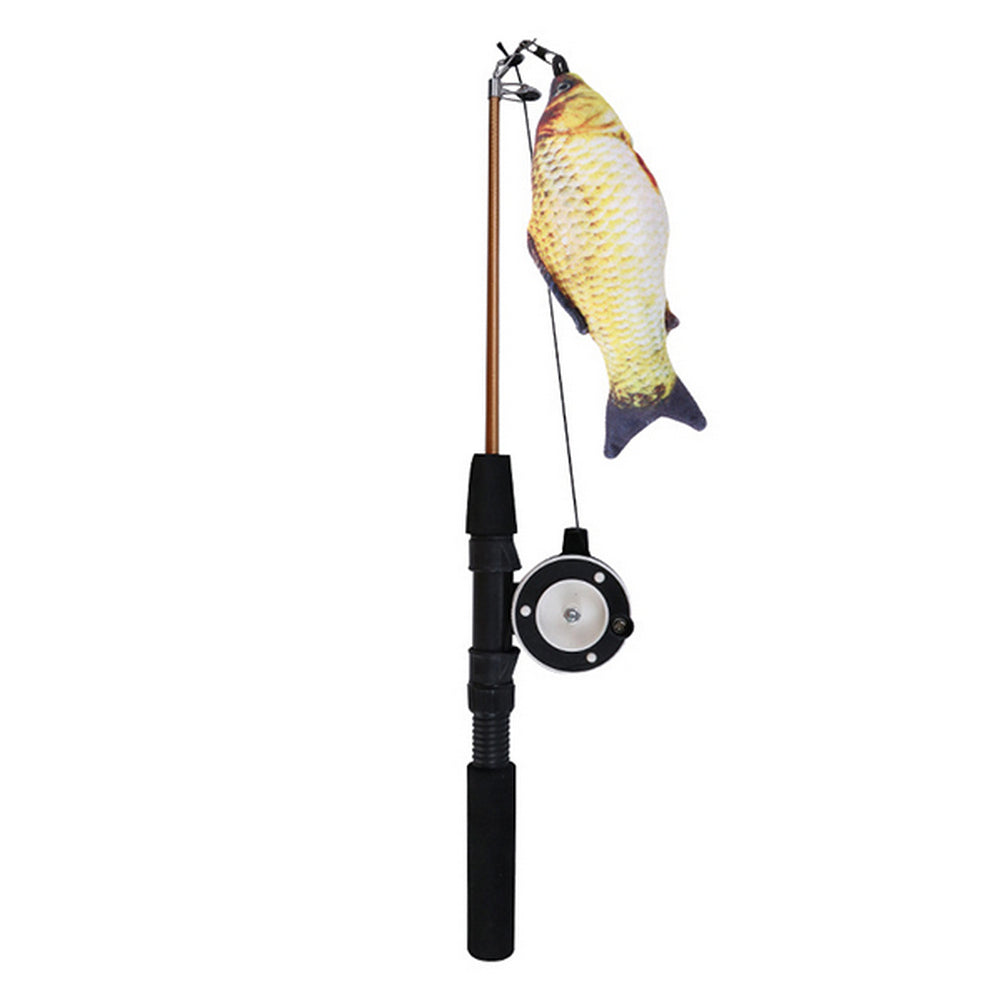 2Pcs Retractable Interactive Cat Toy Stick Salmon and Crucian