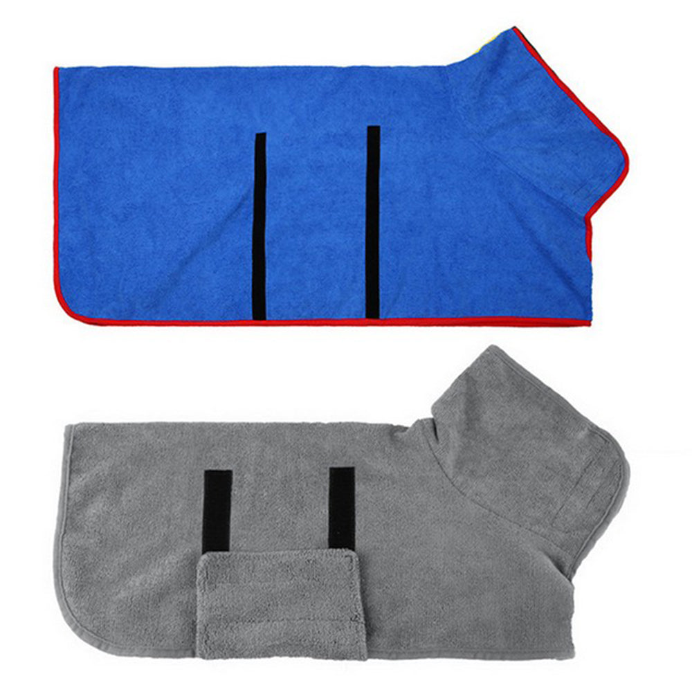 2Pcs Pet Bathrobe Clothes Blue and Grey