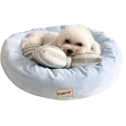 65cm Pet Bed with Pillow Blue