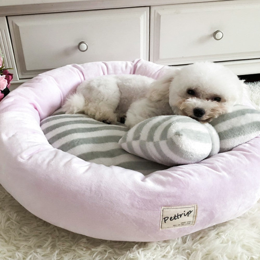 65cm Pet Bed with Pillow Pink