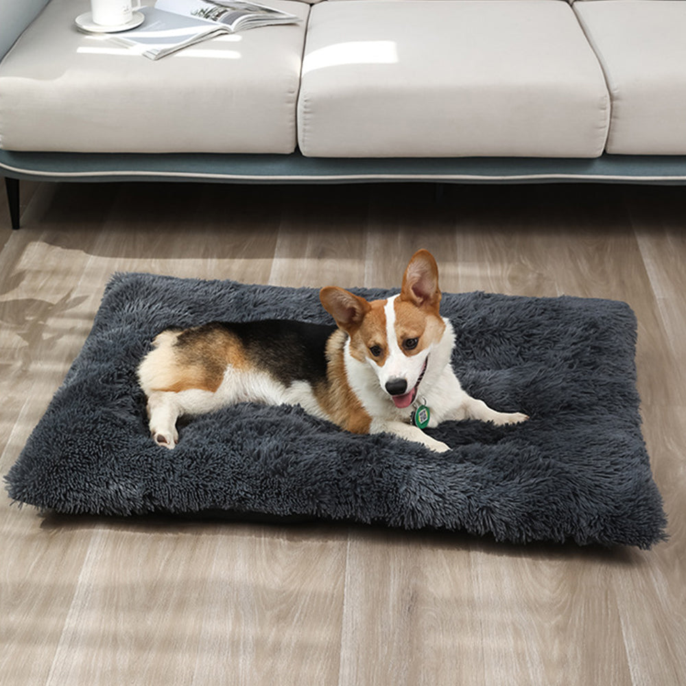 55x40cm Pet Warm Pad Dog Bed Pad Pet Plush Mat Cat Bed Pad Fluffy Dog Bed Black
