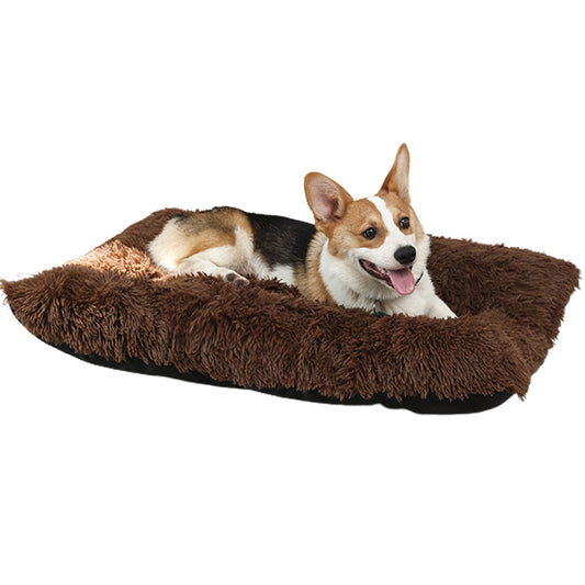 80x55cm Pet Warm Pad Dog Bed Pad Pet Plush Mat Cat Bed Pad Fluffy Dog Bed Coffee