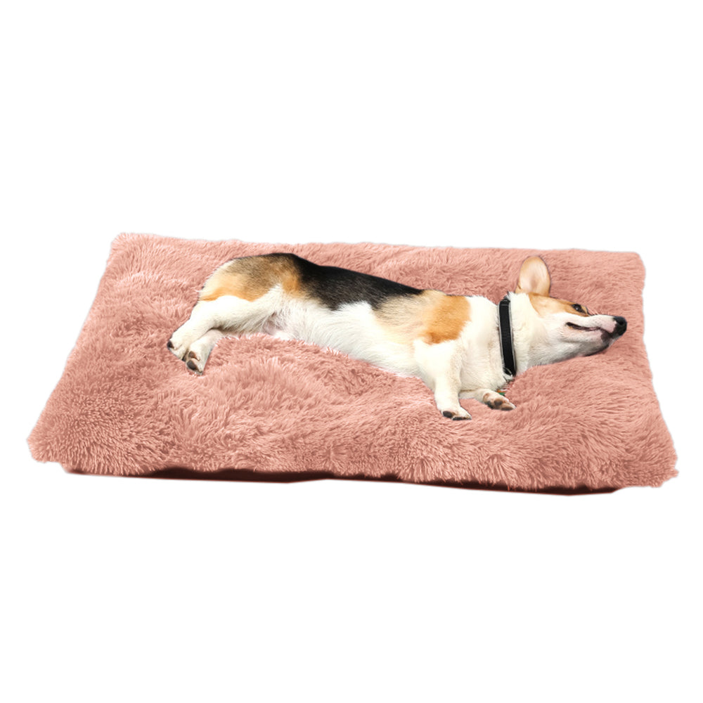 80x55cm Pet Warm Pad Dog Bed Pad Pet Plush Mat Cat Bed Pad Fluffy Dog Bed Pink