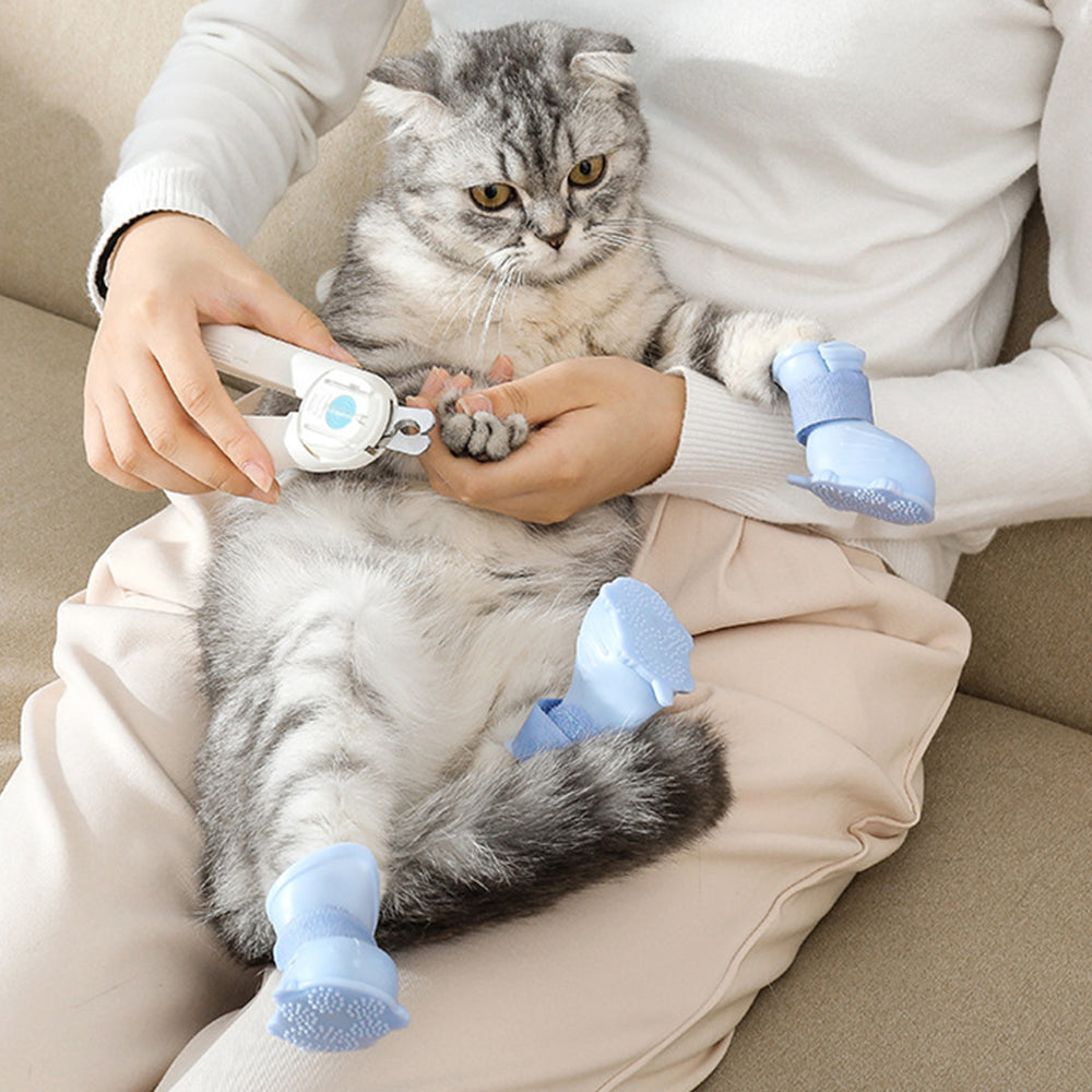 8Pcs Pet Shoes Dog Shoes Cat Paw Protector Anti Slip Pet Rain Boots S