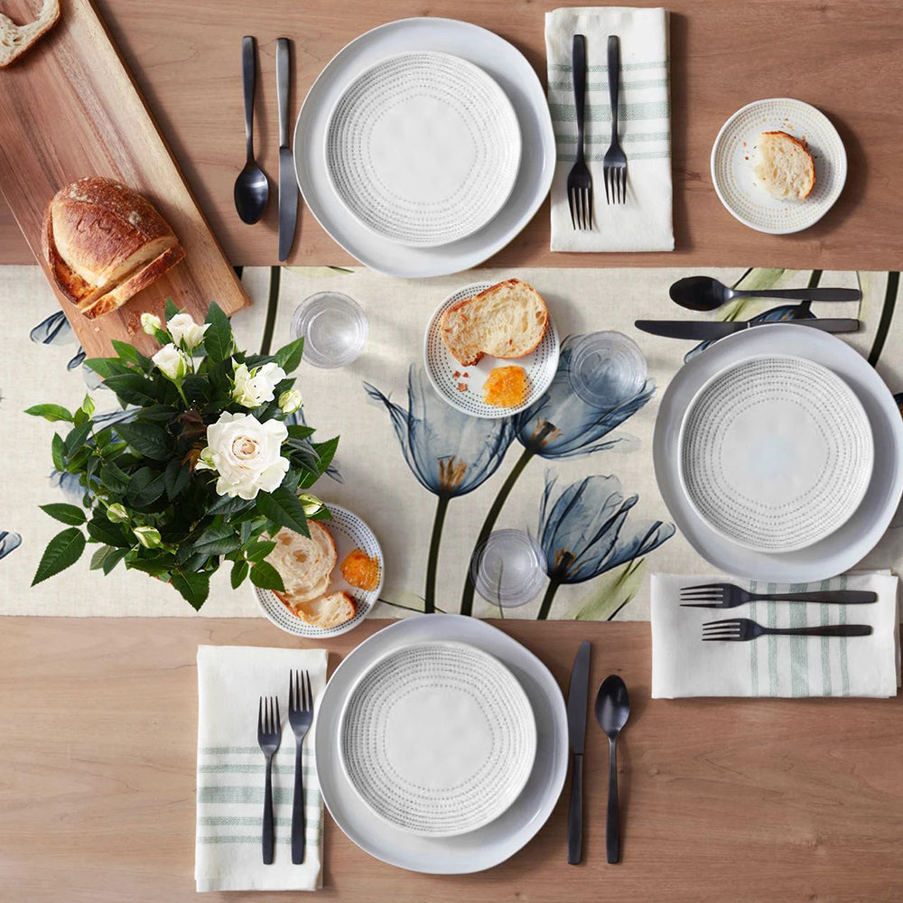 Tulip Flower Linen Table Runner Blue 33x180cm Table Runner