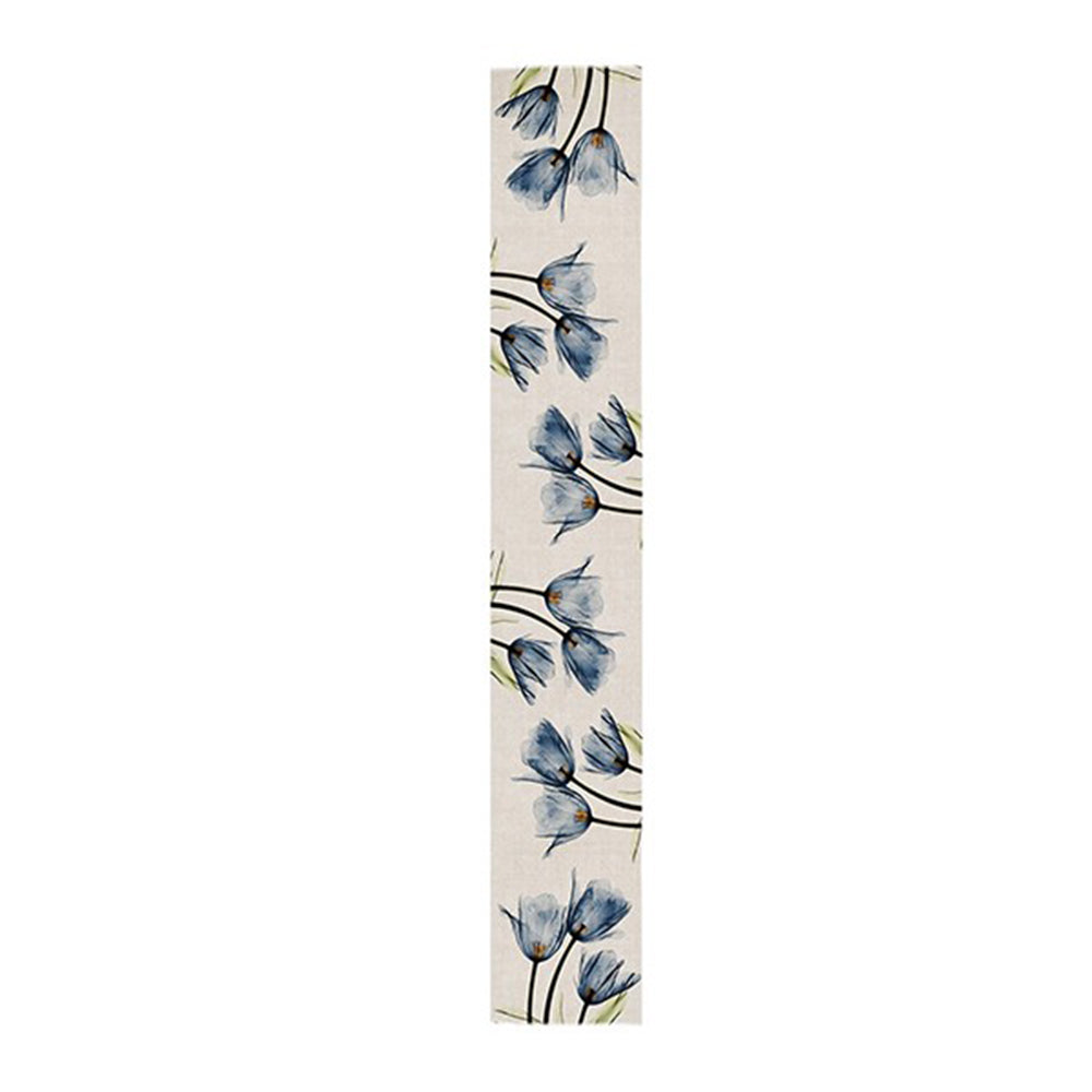 2 X Tulip Flower Linen Table Runner 33x180cm Table Runner