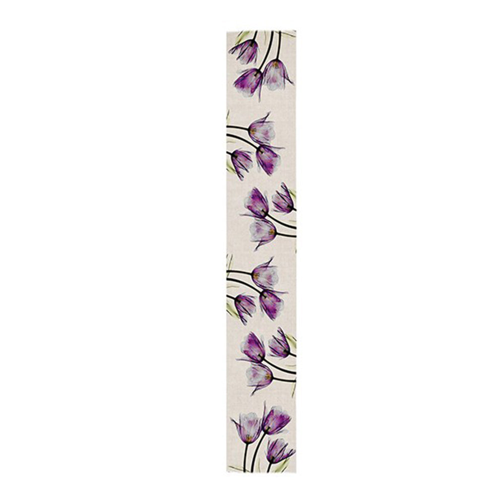 Tulip Flower Linen Table Runner Purple Red 33x180cm Table Runner