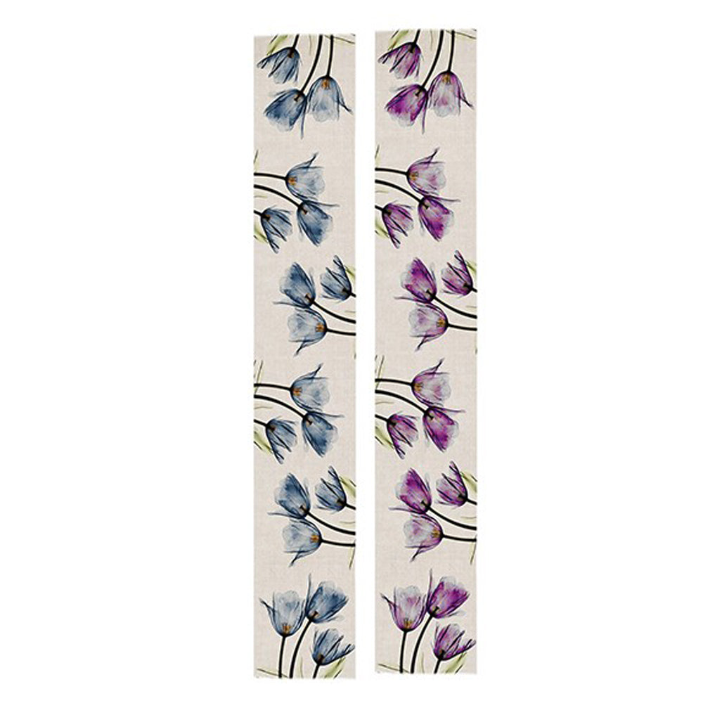 2 X Tulip Flower Linen Table Runner 33x180cm Table Runner