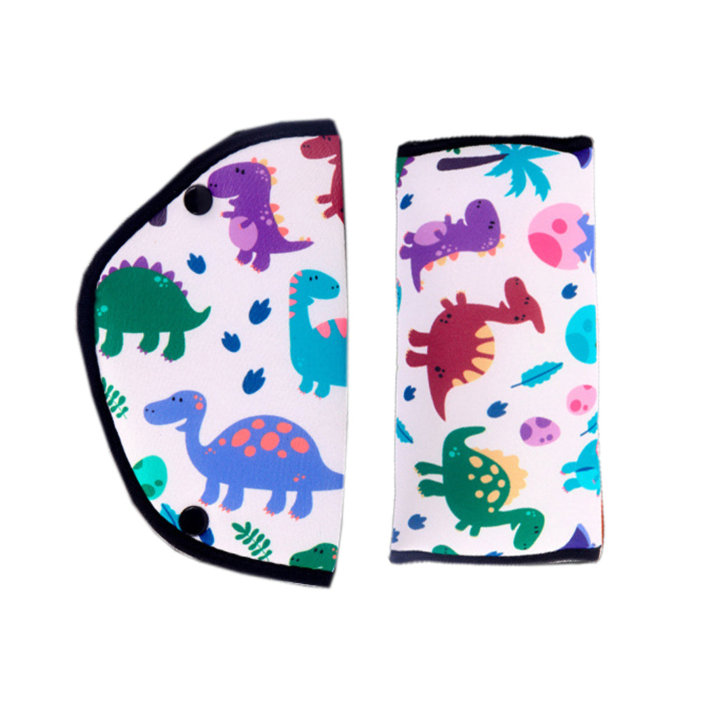 2 X Kids Car Seat Belt Adjustment Holder Seat Belt Padding Cover Lion Dinosaur
