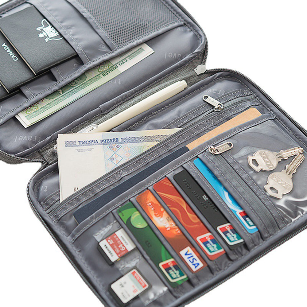 Travel Passport Holder Bag Grey