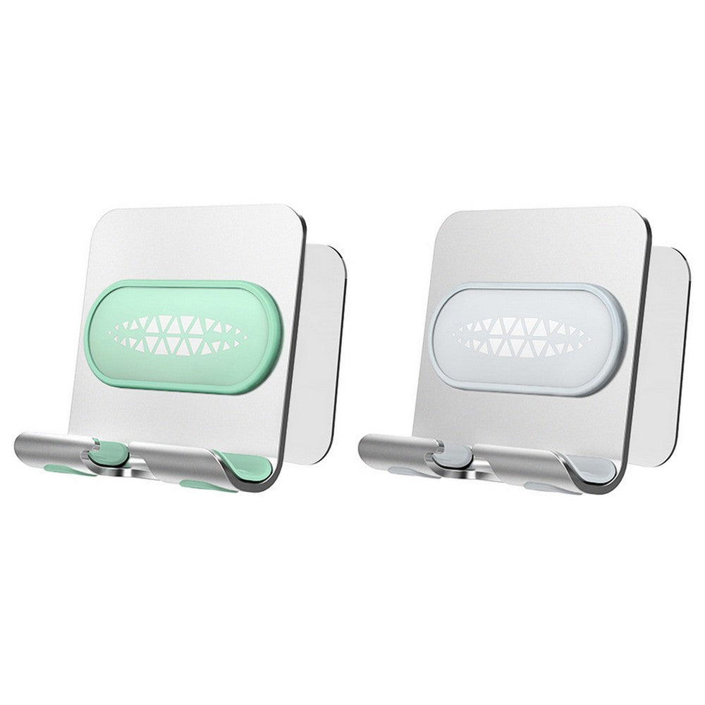 2 X Wall Mount Phone Holder Grey Green