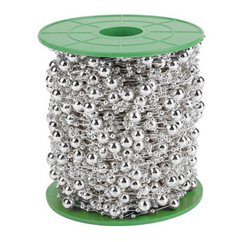 30M DIY Artificial Pearl String Beads Silver