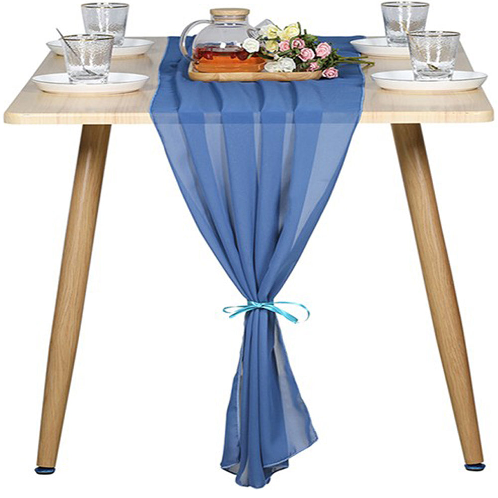 70x300cm Chiffon Table Runner Dark Blue