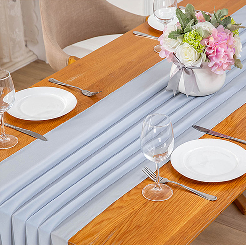 70x300cm Chiffon Table Runner Light Blue