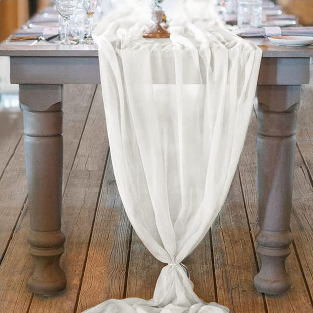 70x300cm Chiffon Table Runner White