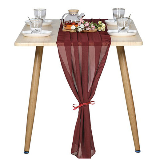 70x300cm Chiffon Table Runner Wine Red