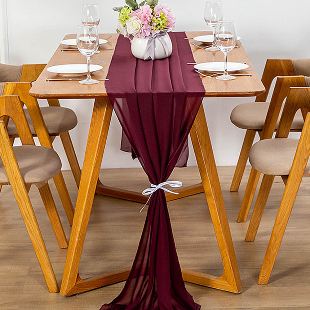70x300cm Chiffon Table Runner Wine Red