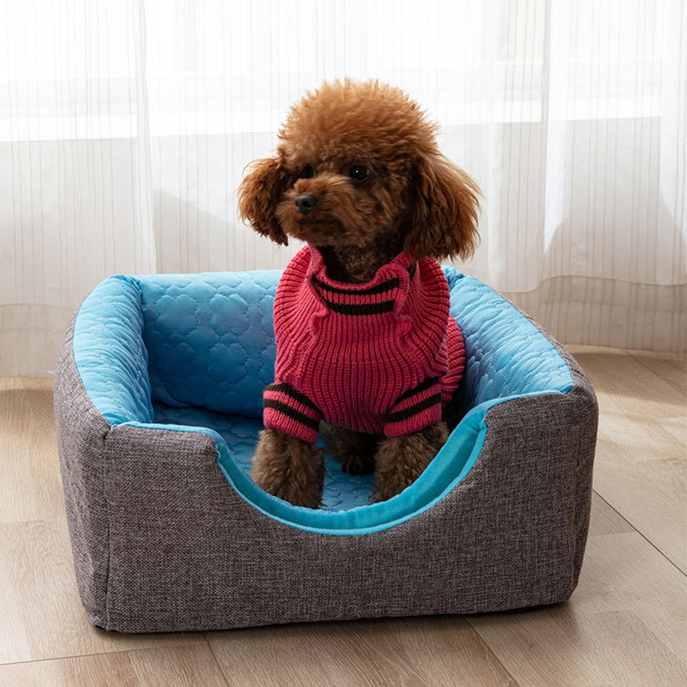 Dual Use Pet Nest Sleeping Mat Blue Small