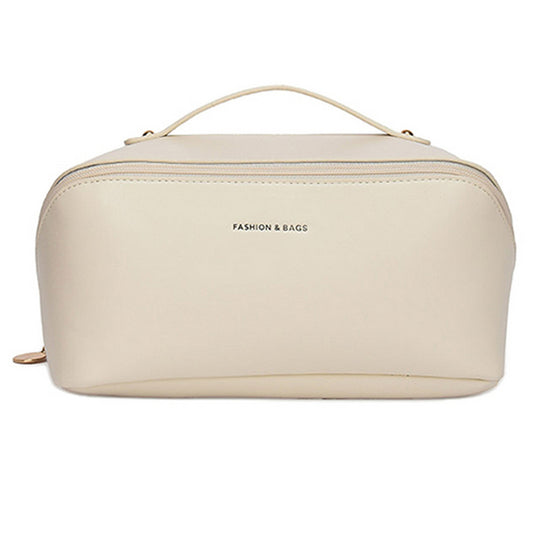 PU Leather Travel Toiletry Bag Makeup Bag Beige