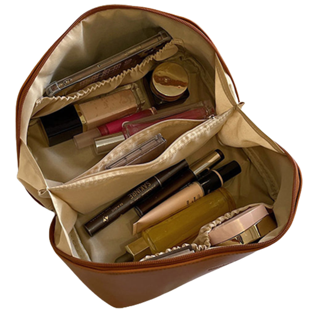 PU Leather Travel Toiletry Bag Makeup Bag Coffee