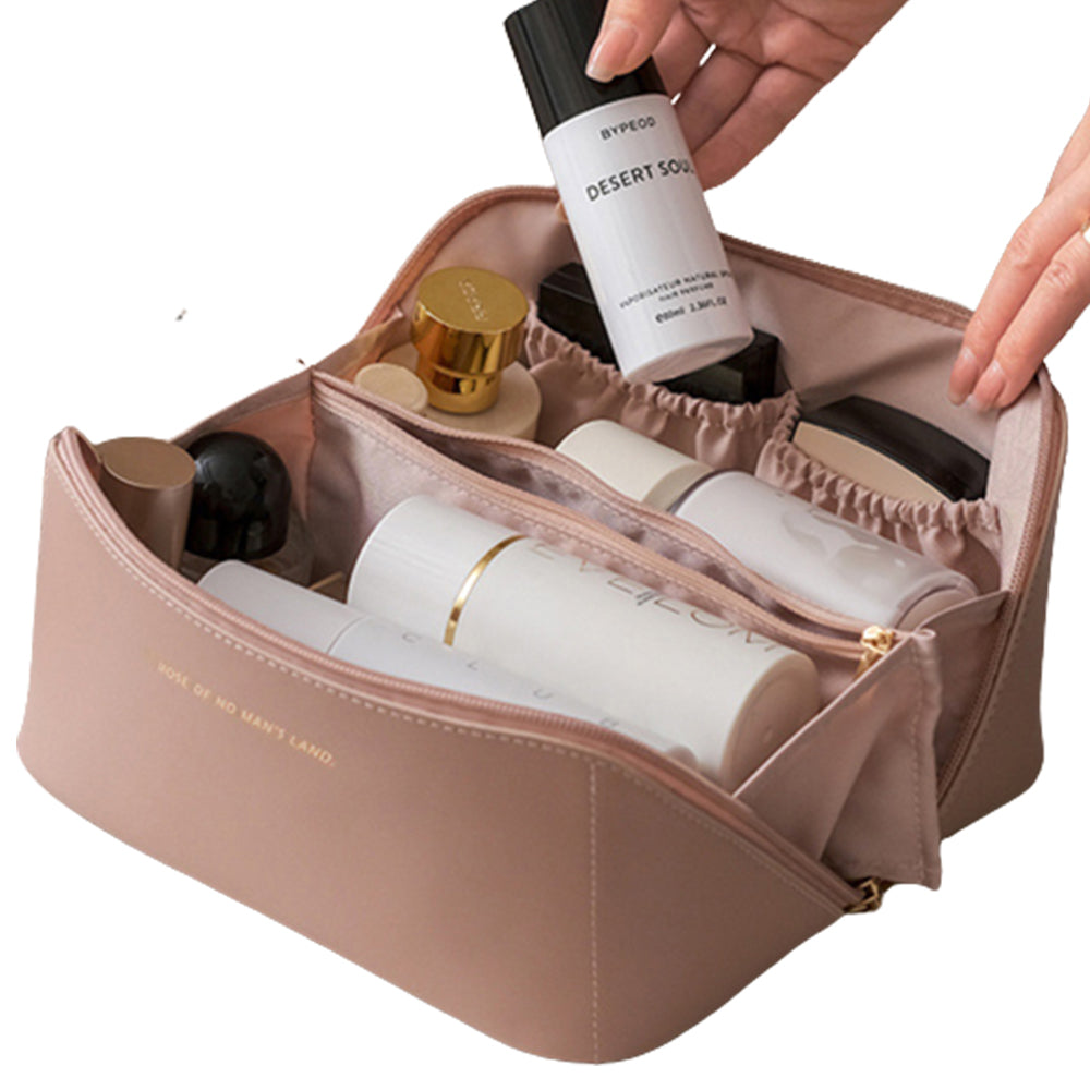 PU Leather Travel Toiletry Bag Makeup Bag Pink