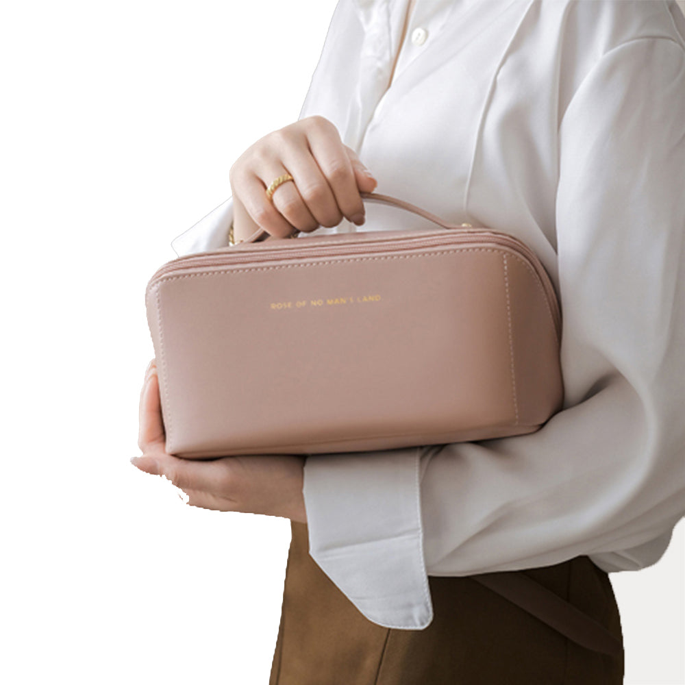 PU Leather Travel Toiletry Bag Makeup Bag Pink