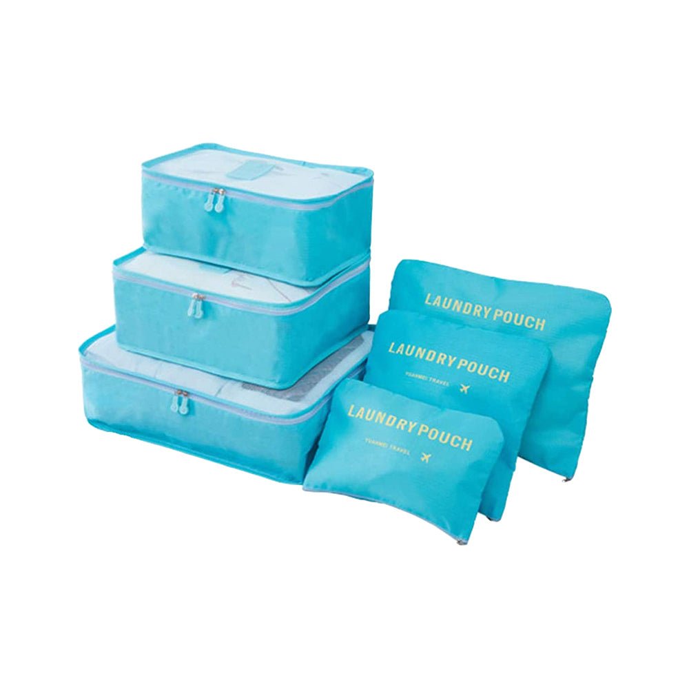 6Pcs Packing Cube Storage Travel Luggage Organizer Bag with Handle Blue