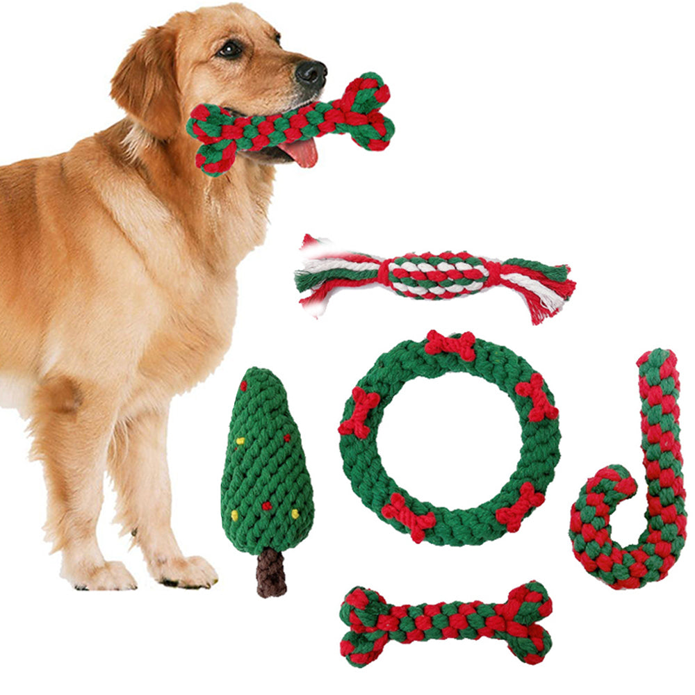 Set of 5Pcs Christmas Style Pet Dog Chew Toys