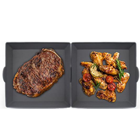 2Pcs Square Nonstick Silicone Sheet Pan Dividers Grey