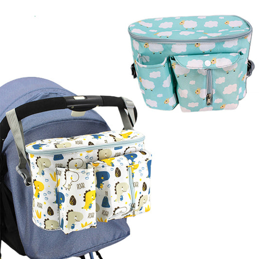2Pcs Baby Diaper Storage Bag Nappy Bag Suitable for Stroller White Green
