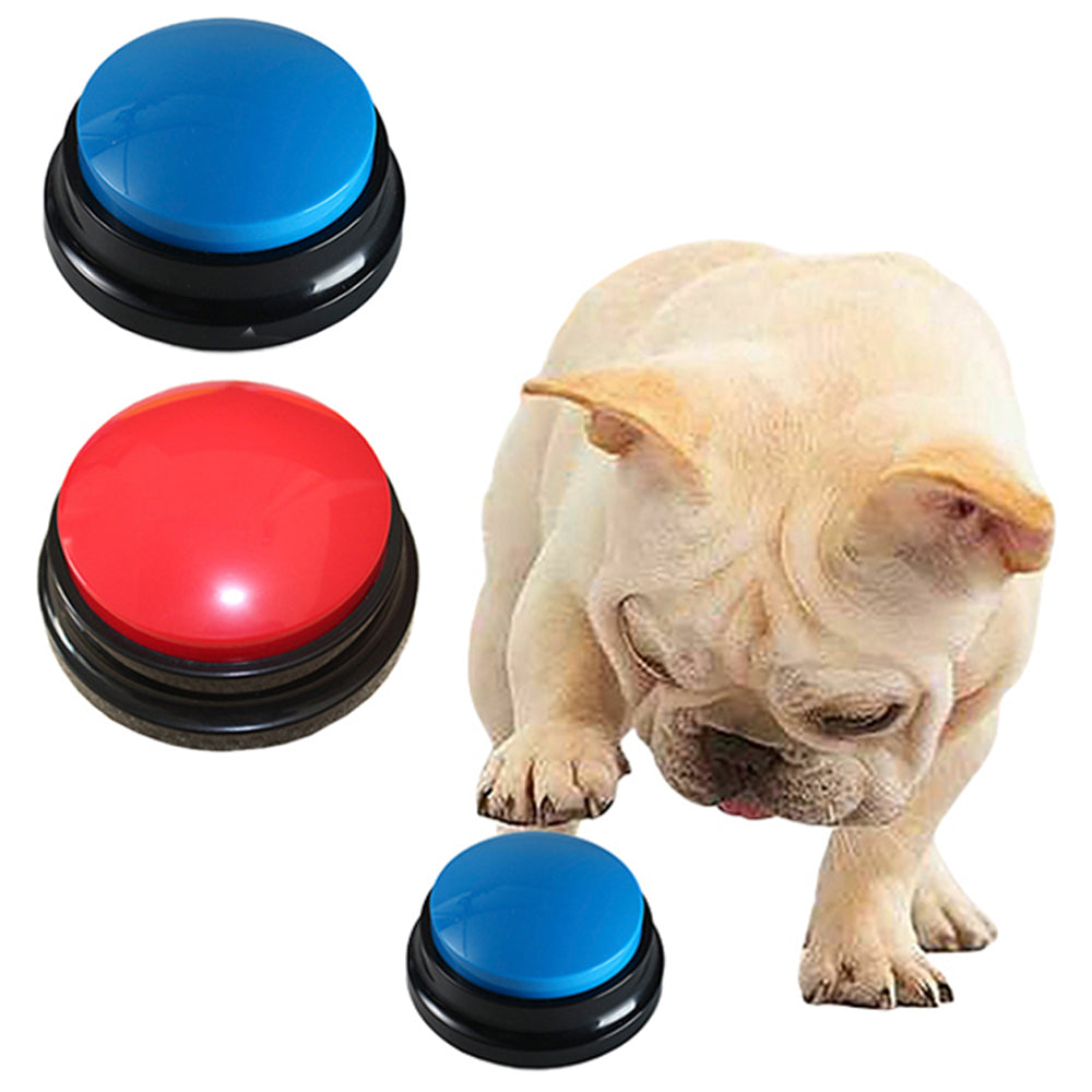 2Pcs Pet Recordable Communication Buttons Dark Blue and Red