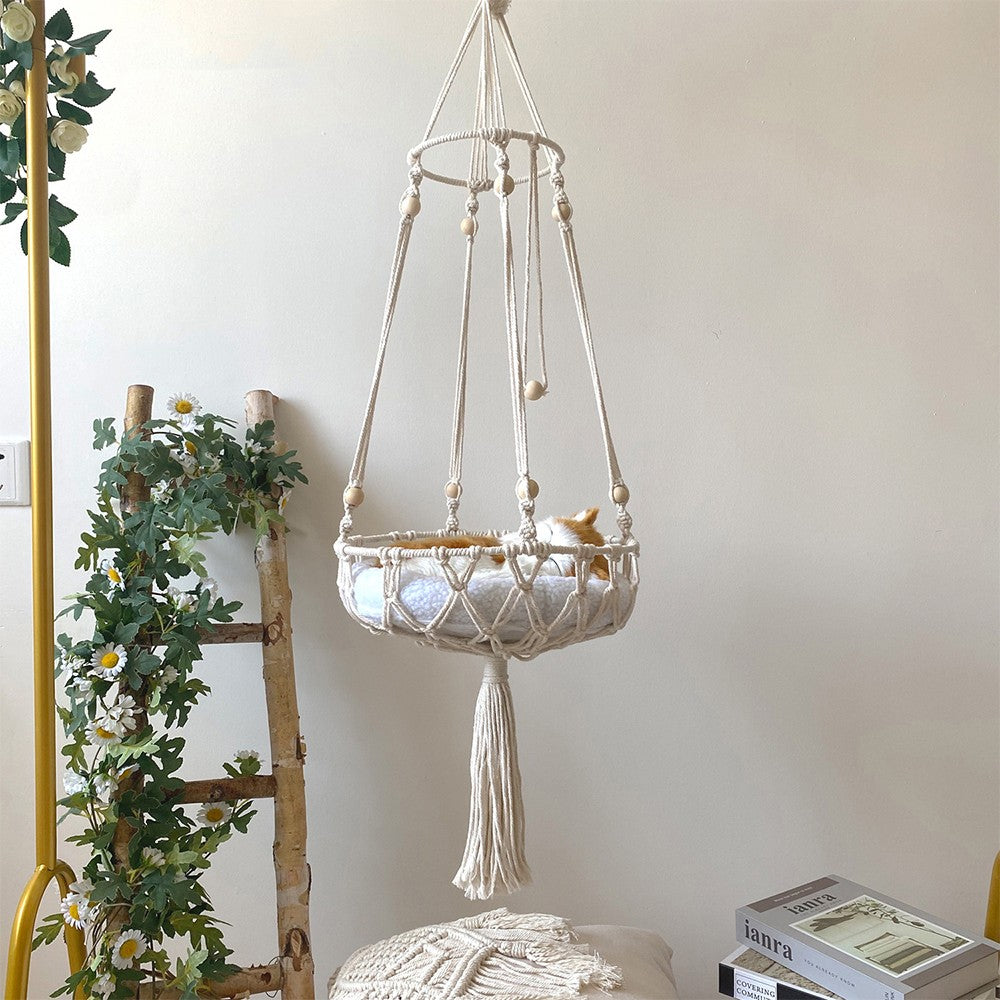 30x100cm Handwoven Hanging Pet Cat Hammock Macrame Cat Swing Bed Nest