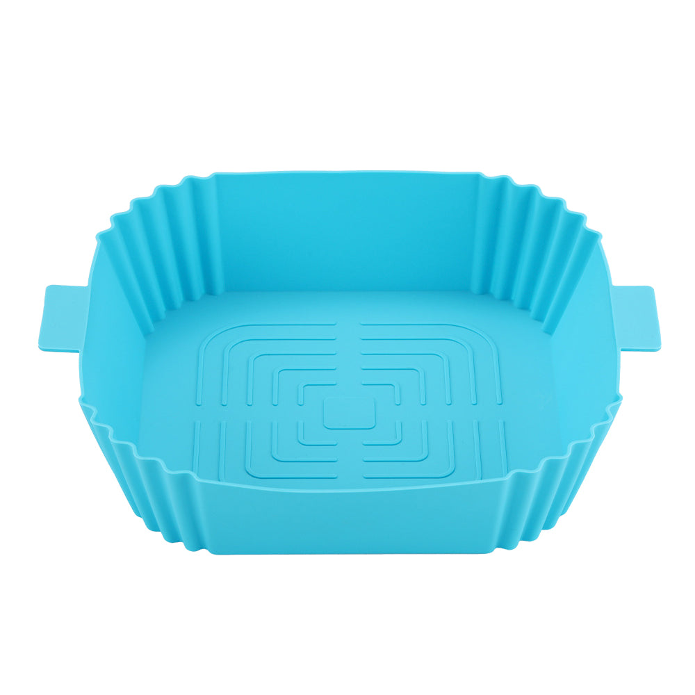 2X Reusable Square Air Fryer Silicone Pot Red Blue