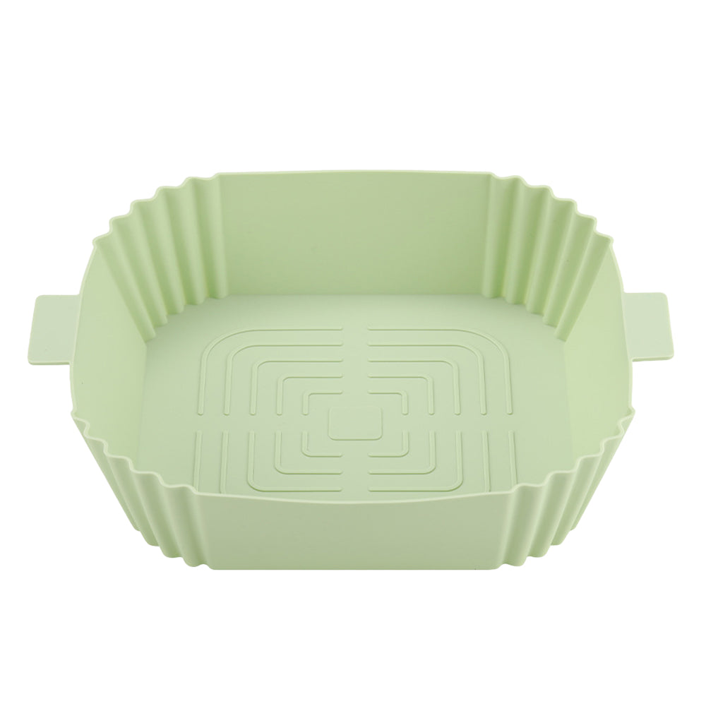 2X Reusable Square Air Fryer Silicone Pot Grey Black