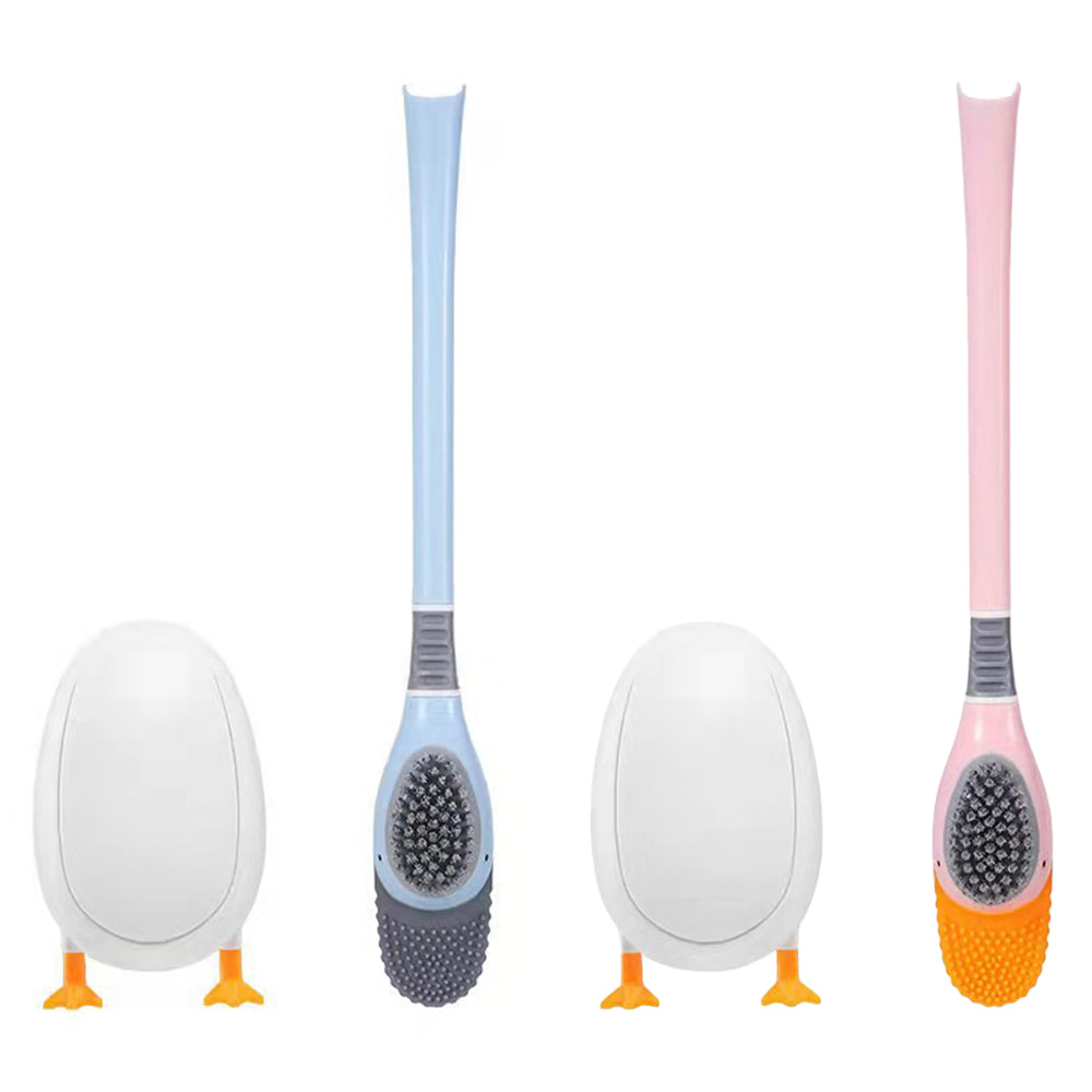 2Pcs Wall Mounted Toilet Brush with Base Pink Blue