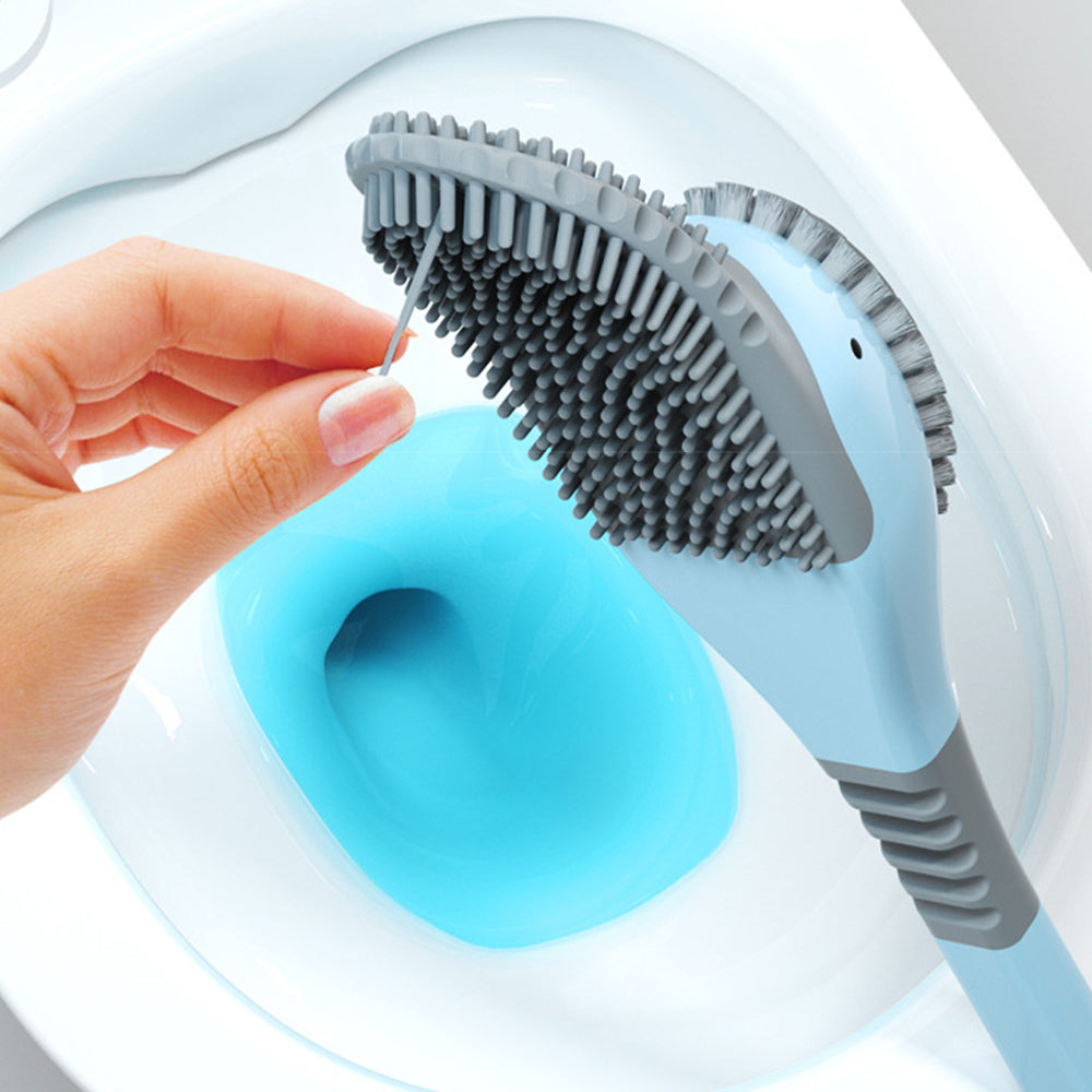 2Pcs Wall Mounted Toilet Brush with Base Pink Blue