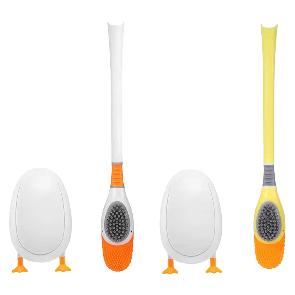 2Pcs Wall Mounted Toilet Brush with Base Yellow White