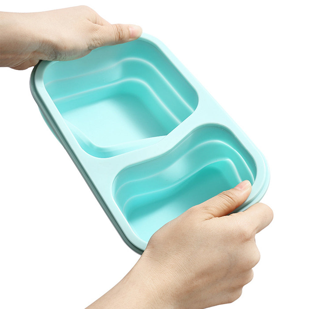 2X 2 Compartments Collapsible Silicone Lunch Box