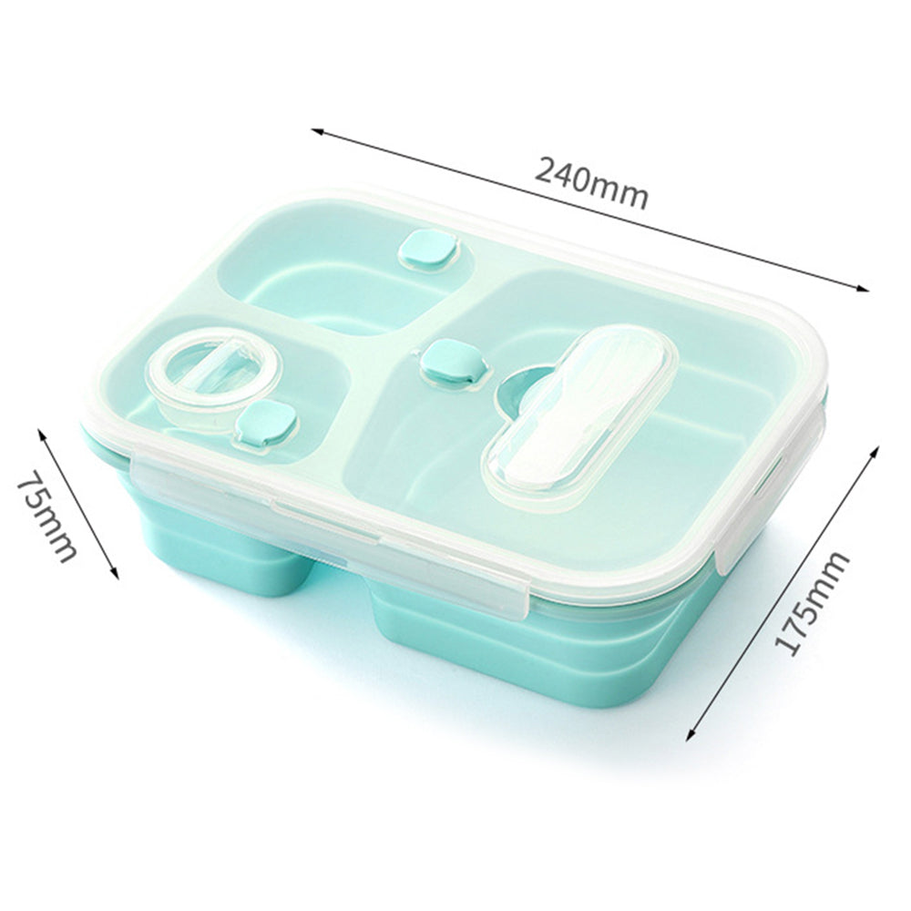 2X 3 Compartments Collapsible Silicone Lunch Box