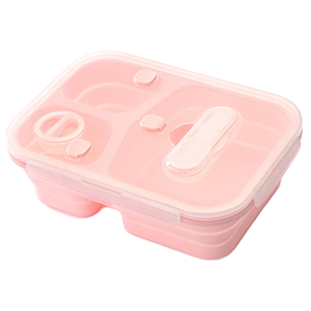 2X 3 Compartments Collapsible Silicone Lunch Box