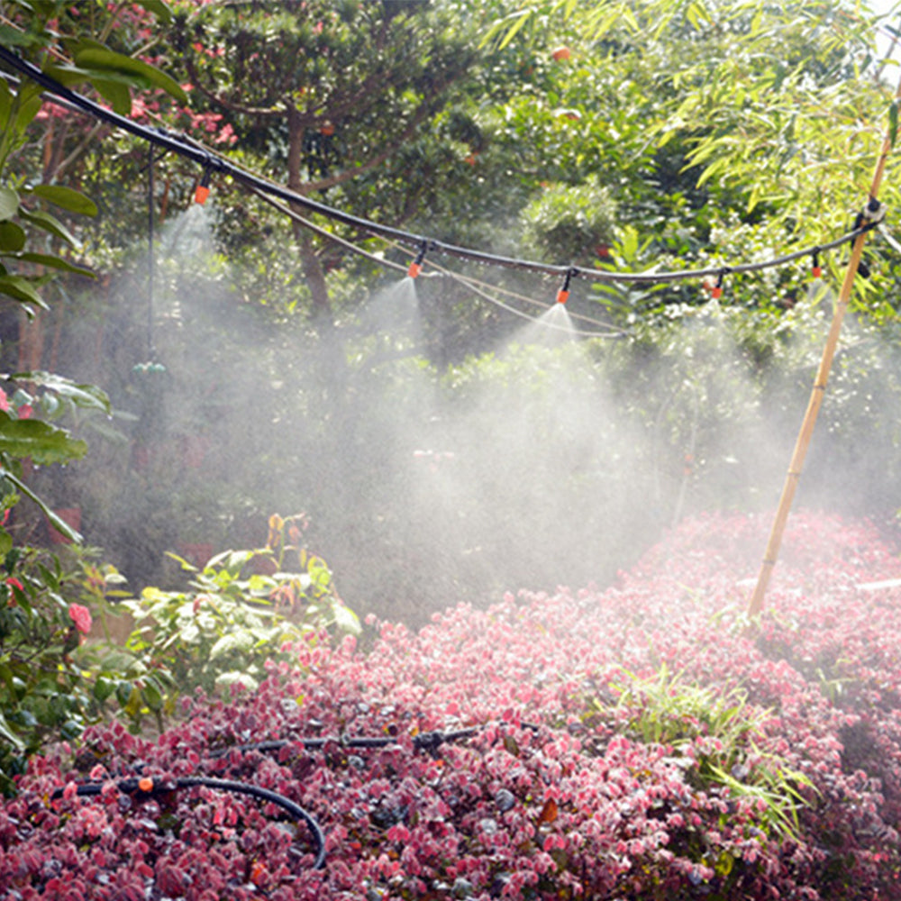 Two Set Misting Cooling System Kit with Adjustable Nozzle Sprinkler Outdoor Mister Water Irrigation System