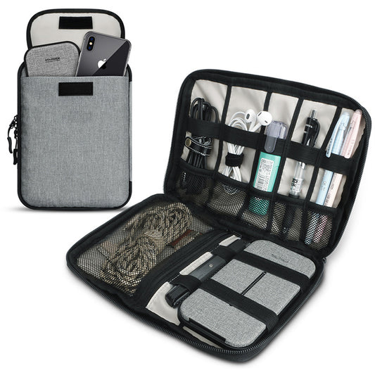 1X Travel Data Cable Organizer Storage Bag Grey
