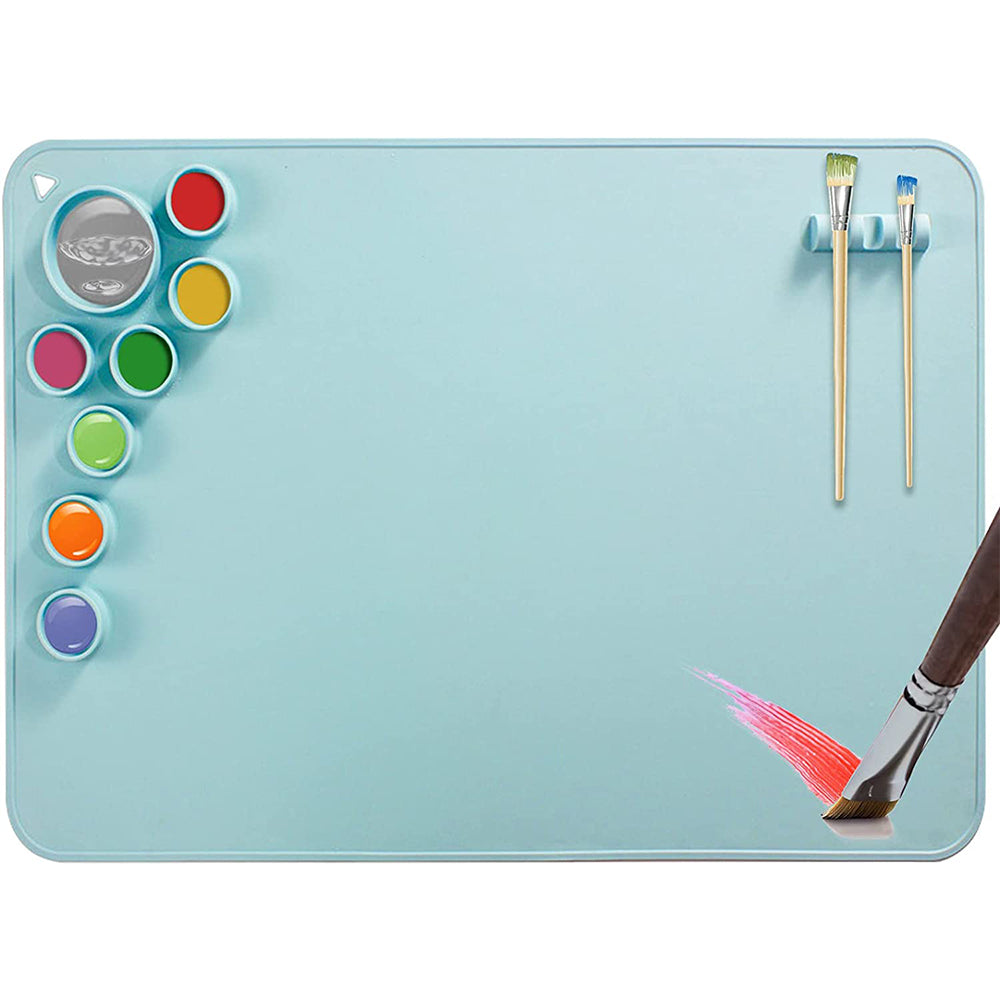 2X Silicone DIY Kids Graffiti Painting Mat Doodle Pad Blue