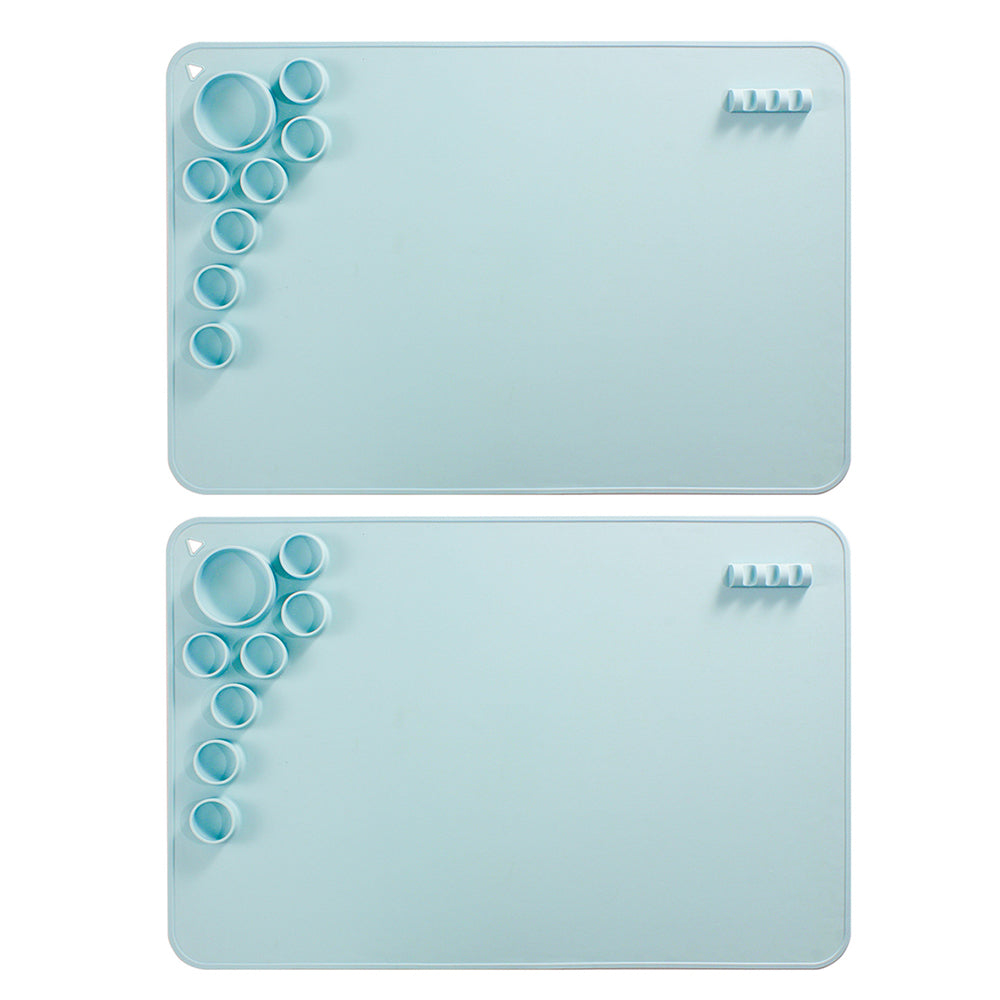 2X Silicone DIY Kids Graffiti Painting Mat Doodle Pad Blue