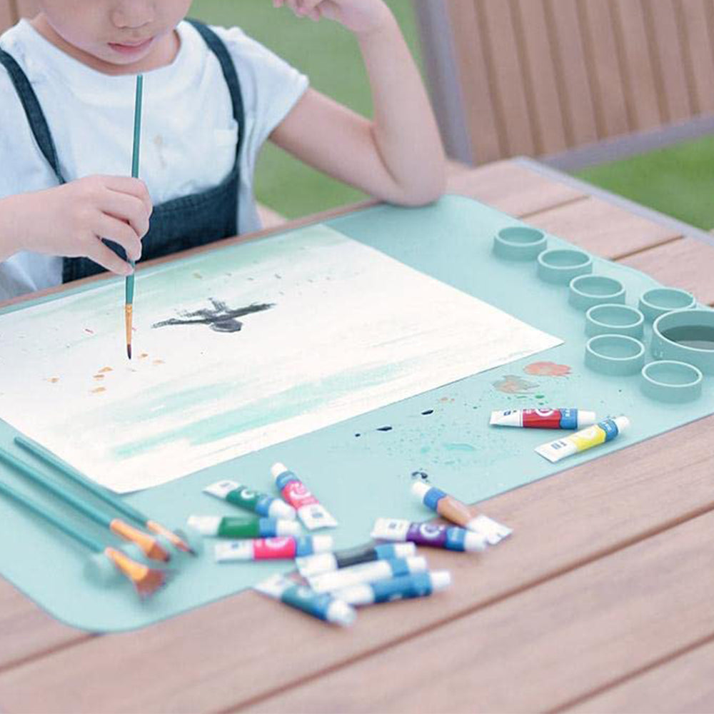 2X Silicone DIY Kids Graffiti Painting Mat Doodle Pad Blue