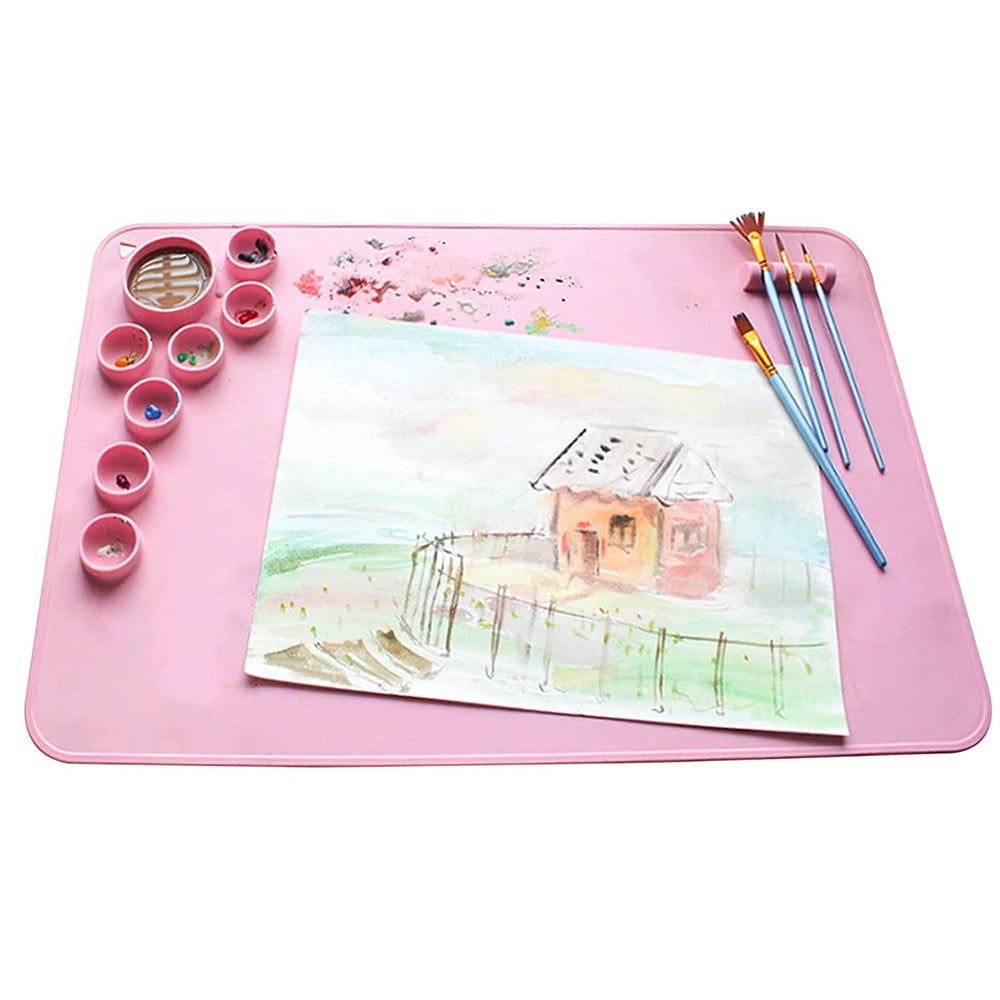 2X Silicone DIY Kids Graffiti Painting Mat Doodle Pad Pink