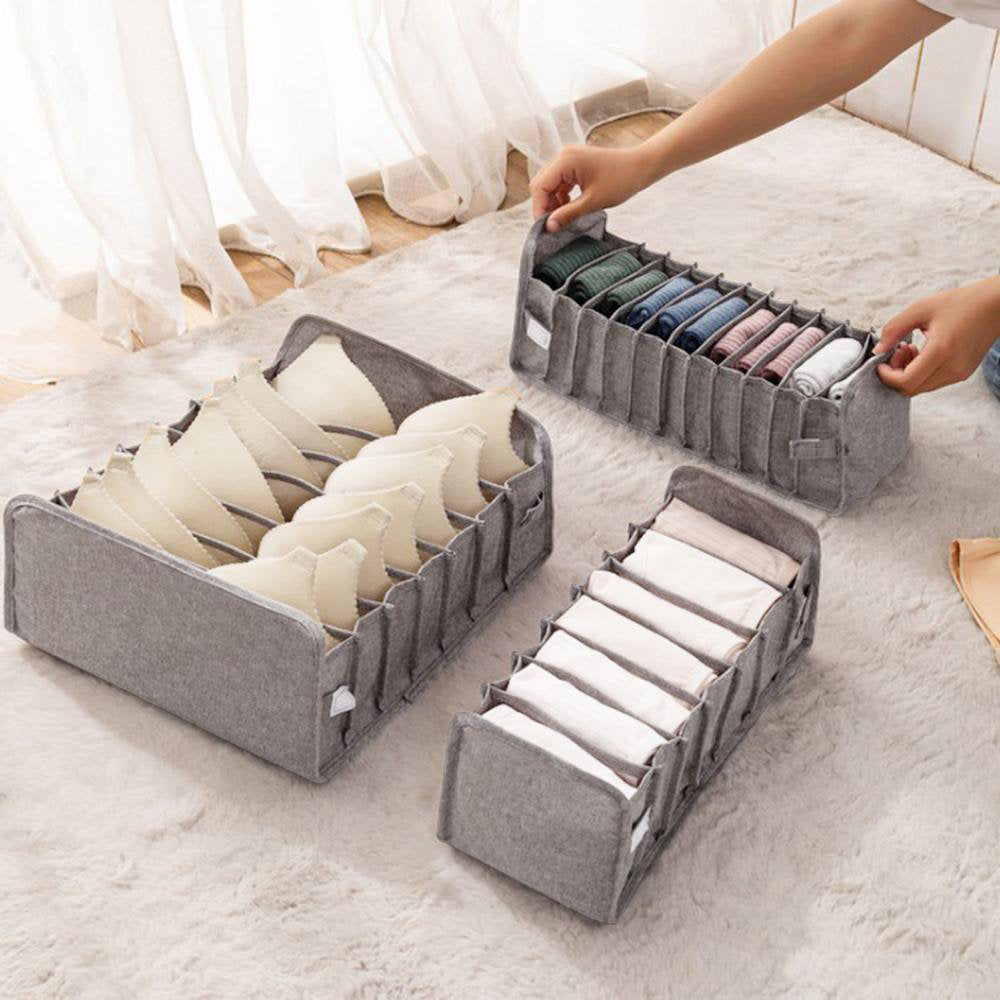 Set of 3Pcs Foldable Wardrobe Storage Box Grey